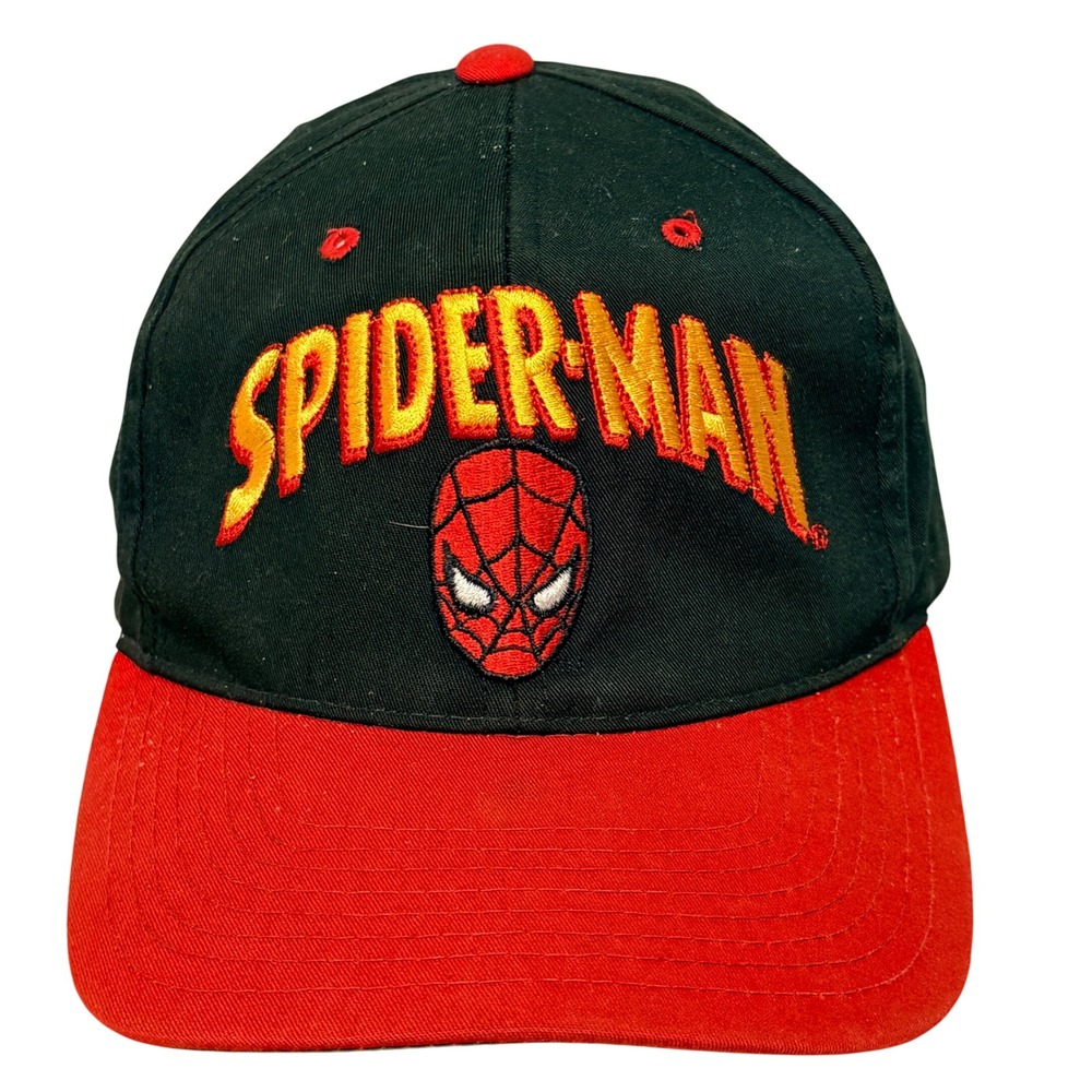 Vintage 1993 Spider-Man Annco Snapback Hat Black Red‎ Cap 90s Marvel Comics